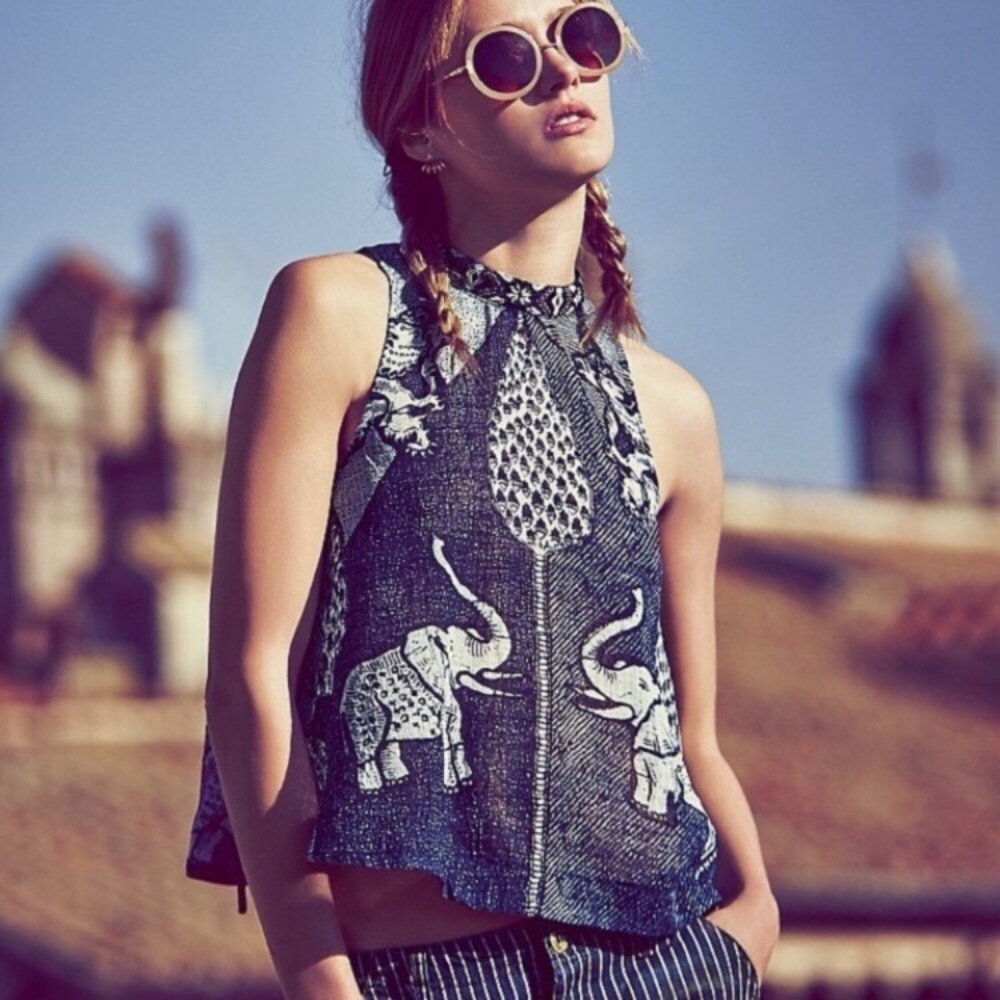 Free People Double Dutch Halter Elephant Crop Top